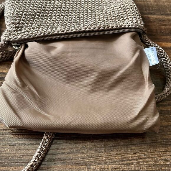 The SAK Tan Woven Square Zip Top with Flap Crossbody Shoulder Mini Bag Purse - Picture 8 of 11